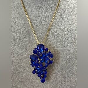 Blue glass pendant / brooch necklace